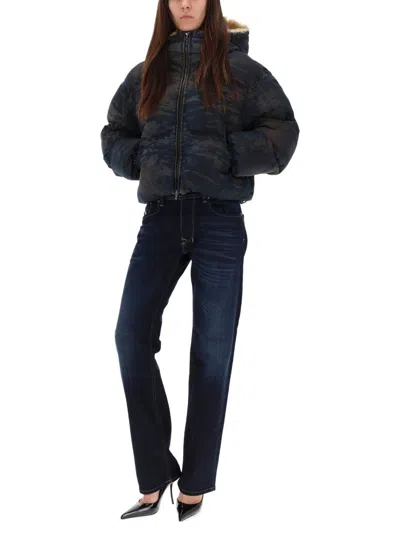 Diesel W-aves-fur Coat In Black