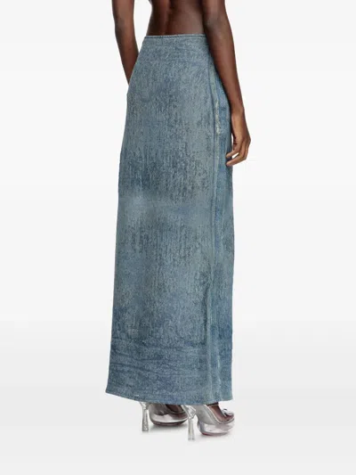 Diesel Skirt In Ultra-destroyed Jacquard Denim In Blue