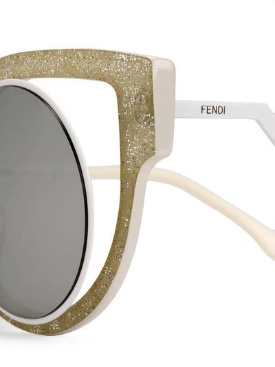 Shop Fendi White 'paradeyes' Sunglasses