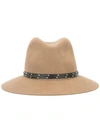 RAG & BONE studded detailing fedora hat,羊毛100%