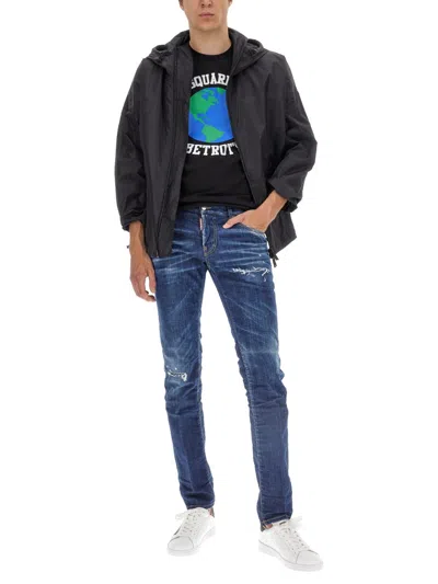 Dsquared2 Dsquared Men Windbreaker With Logo In Black