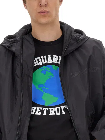 Dsquared2 Dsquared Men Windbreaker With Logo In Black