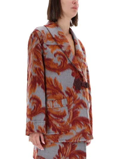 Etro Wool Blend Coat In Blue