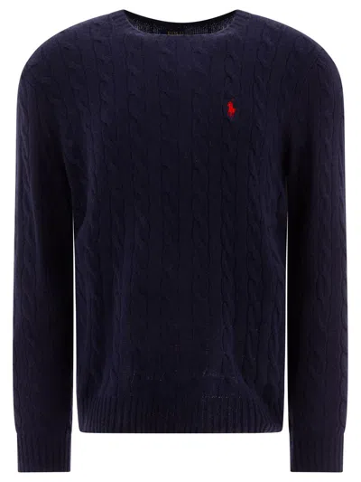 Polo Ralph Lauren Iconica Maglia A Trecce Lana E Cashmere. Regular-fit. Girocollo. Sweater In Blue