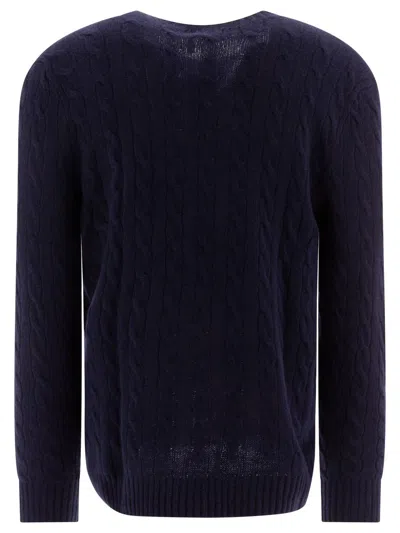 Polo Ralph Lauren Iconica Maglia A Trecce Lana E Cashmere. Regular-fit. Girocollo. Sweater In Blue