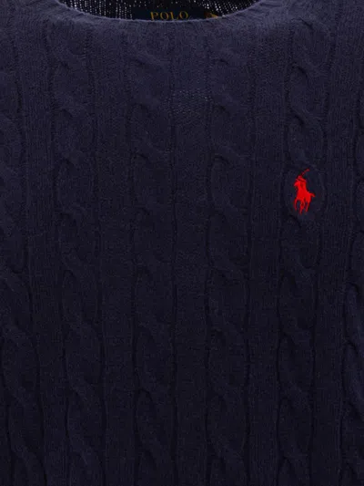 Polo Ralph Lauren Iconica Maglia A Trecce Lana E Cashmere. Regular-fit. Girocollo. Sweater In Blue