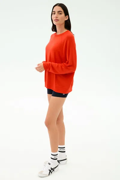 Splits59 Andie Oversized Fleece Sweashirt In Red