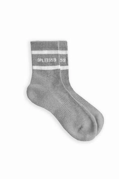 Splits59 Logo Stripe Quarter Socks In Gray