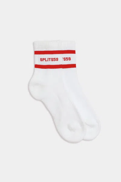Splits59 Logo Stripe Quarter Socks In White