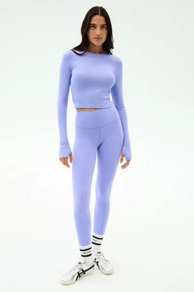 Splits59 Louise Rib Long Sleeve Crop In Purple