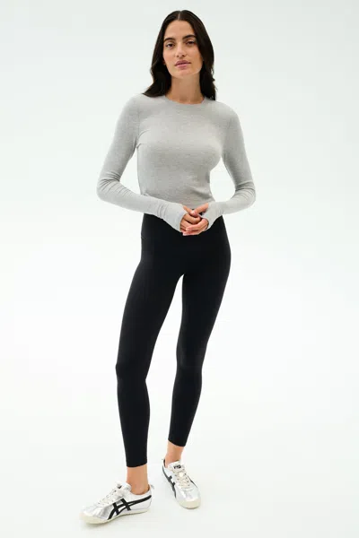 Splits59 Louise Rib Long Sleeve Crop In Gray