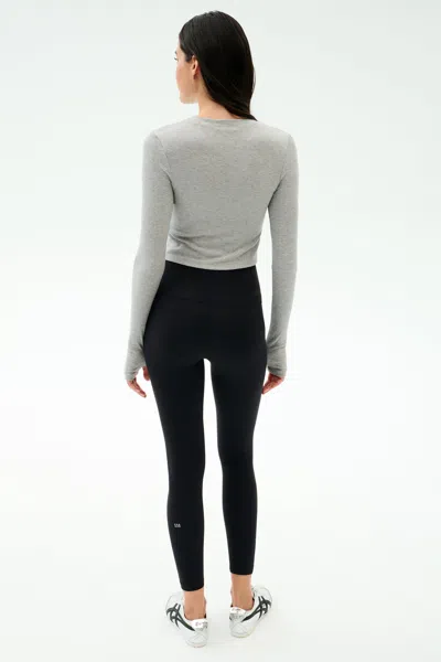 Splits59 Louise Rib Long Sleeve Crop In Gray