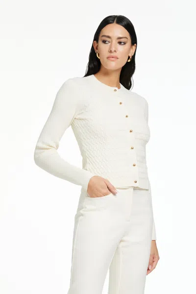 Toccin Elise Crew Neck Cardigan In White