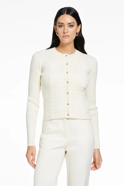 Toccin Elise Crew Neck Cardigan In White