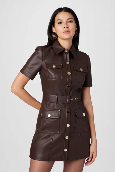 Toccin Lydia Vegan Leather  Mini Dress In Brown