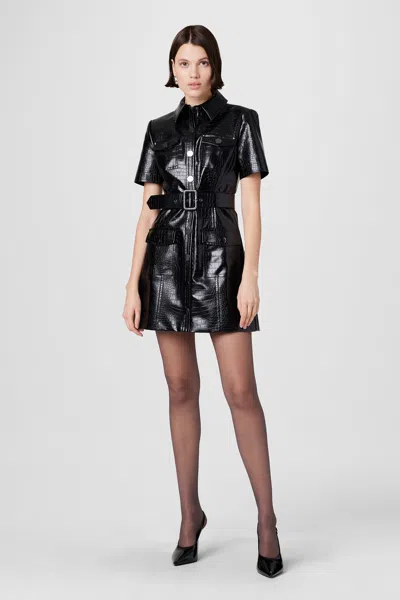 Toccin Lydia Vegan Leather  Mini Dress In Brown