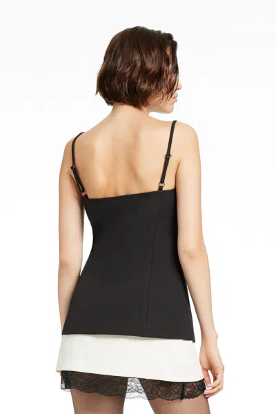 Toccin Roxy Square Neck Button-front Cutaway Vest In Black