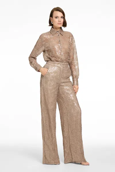 Toccin Suri Sequin Wide Leg Pants In Nude