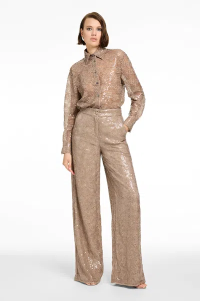Toccin Suri Sequin Wide Leg Pants In Nude