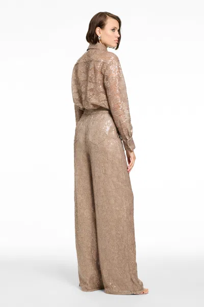 Toccin Suri Sequin Wide Leg Pants In Nude