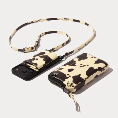 Bandolier Remi Magnet Wallet Crossbody Phone Case Pouch Set - Spotted Hide/pewter