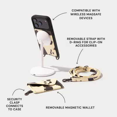 Bandolier Remi Magnet Wallet Crossbody Phone Case Pouch Set - Spotted Hide/pewter