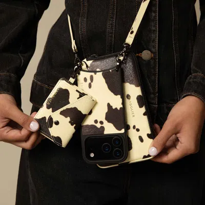 Bandolier Remi Magnet Wallet Crossbody Phone Case Pouch Set - Spotted Hide/pewter