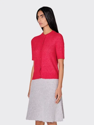 Samsoe & Samsoe Sanoura Short Sleeve Cardigan In Red
