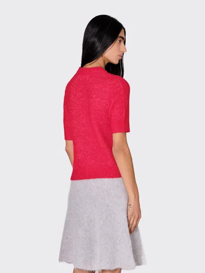 Samsoe & Samsoe Sanoura Short Sleeve Cardigan In Red