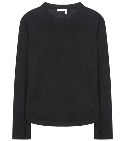Chloé Wool, Silk And Cashmere Sweater In Llack