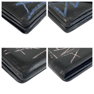 Pre-owned Balenciaga Black Leather Wallet (tri-fold) ()