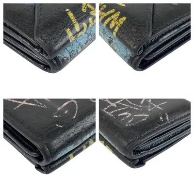 Pre-owned Balenciaga Black Leather Wallet (tri-fold) ()