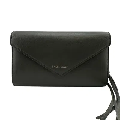 Pre-owned Balenciaga Gray Leather Long Wallet (bi-fold) ()