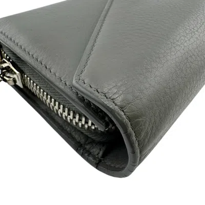 Pre-owned Balenciaga Gray Leather Long Wallet (bi-fold) ()
