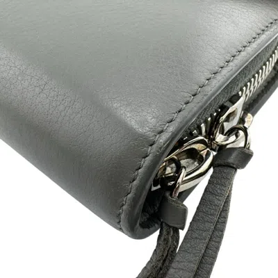 Pre-owned Balenciaga Gray Leather Long Wallet (bi-fold) ()