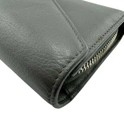 Pre-owned Balenciaga Gray Leather Long Wallet (bi-fold) ()