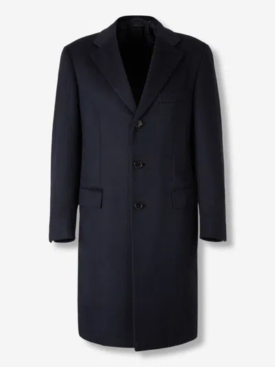 Brioni Single-breasted Coat In Blue