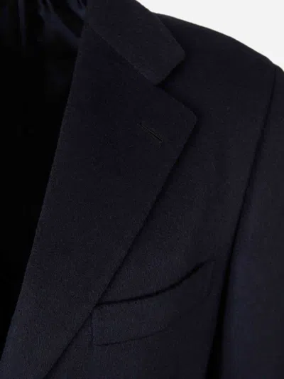Brioni Single-breasted Coat In Blue