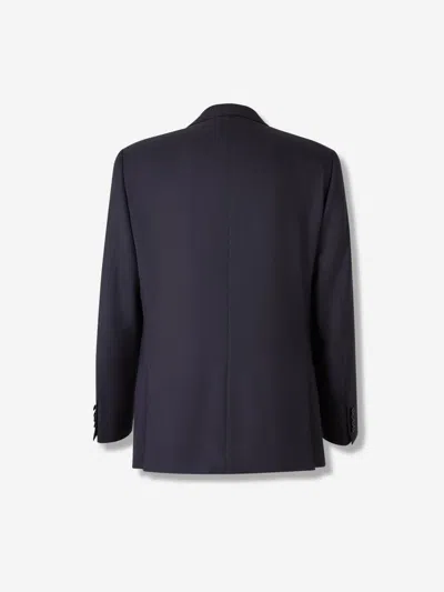 Brioni Straight Wool Suit In Blue