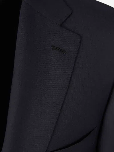 Brioni Straight Wool Suit In Blue