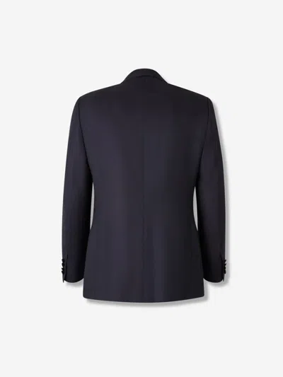 Brioni Straight Wool Suit In Blue