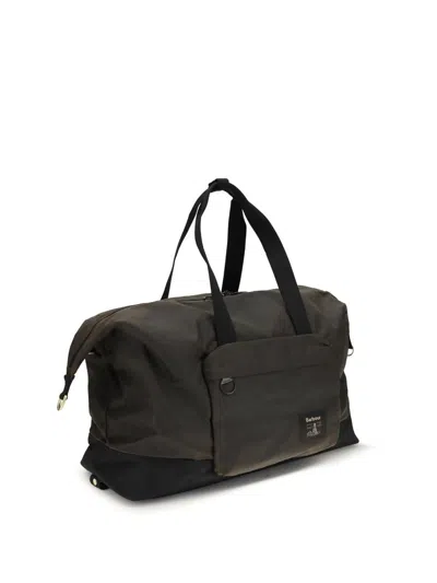 Barbour Waxed Fabric Field Travel Duffle In Black