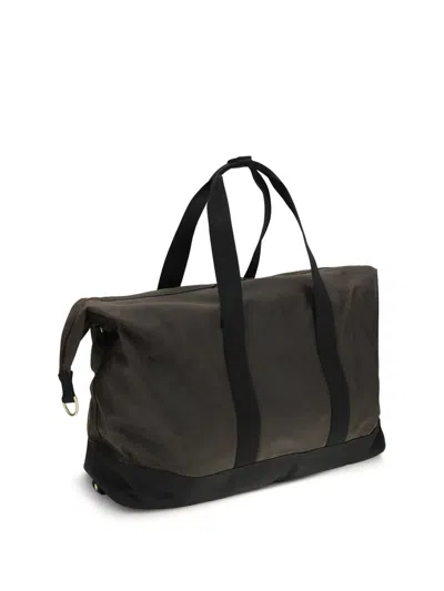 Barbour Waxed Fabric Field Travel Duffle In Black