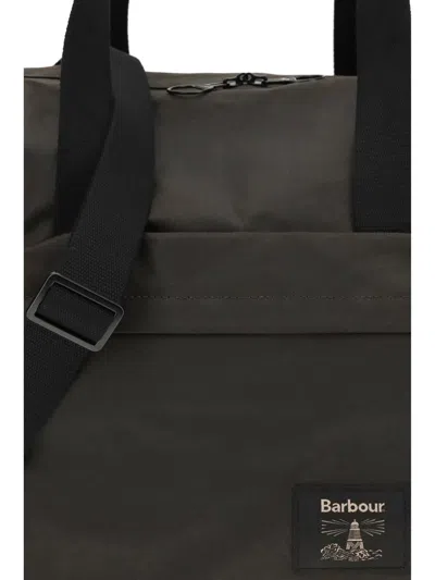 Barbour Waxed Fabric Field Travel Duffle In Black