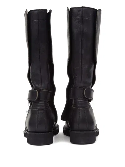 Mm6 Maison Margiela Leather Knee-high Boots In Black
