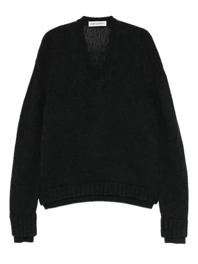 Our Legacy False V-neck Sweater In Black