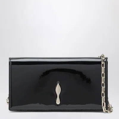 Christian Louboutin Rectangular Patent Clutch Featuring Chain Strap In Black