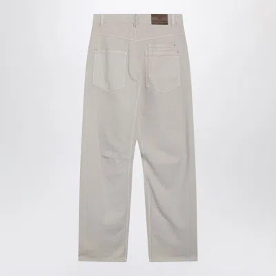 Brunello Cucinelli Tailored Cotton Trousers With Pockets And Belt Loops In Gray