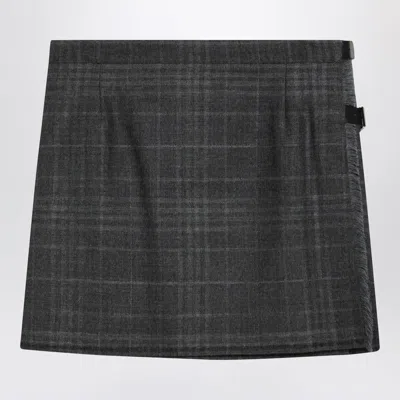 Balenciaga Grey Shadow-effect Tartan Mini Skirt Women In Gray