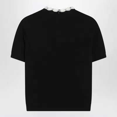 Valentino Garavani Crewneck Sweater With Crystal Details In Black